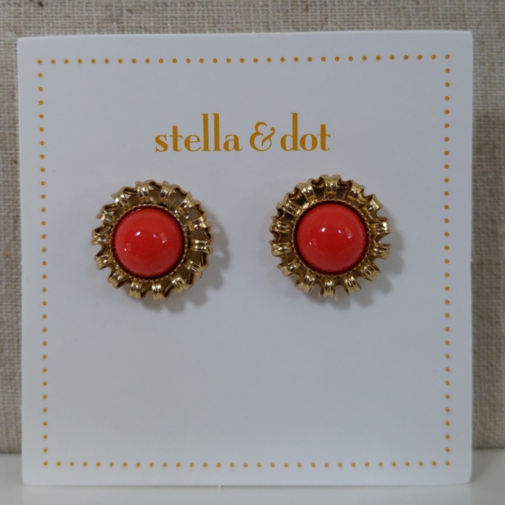 Stella & Dot Gigi Studs Earrings Orange